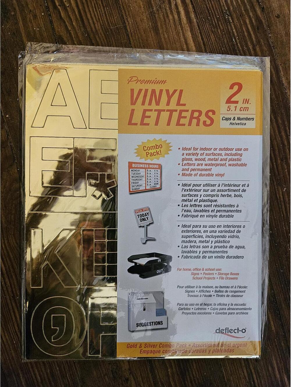 NEW - Premium Vinyl Letter Stickers GOLD Caps & Numbers 6 Sheets 2"